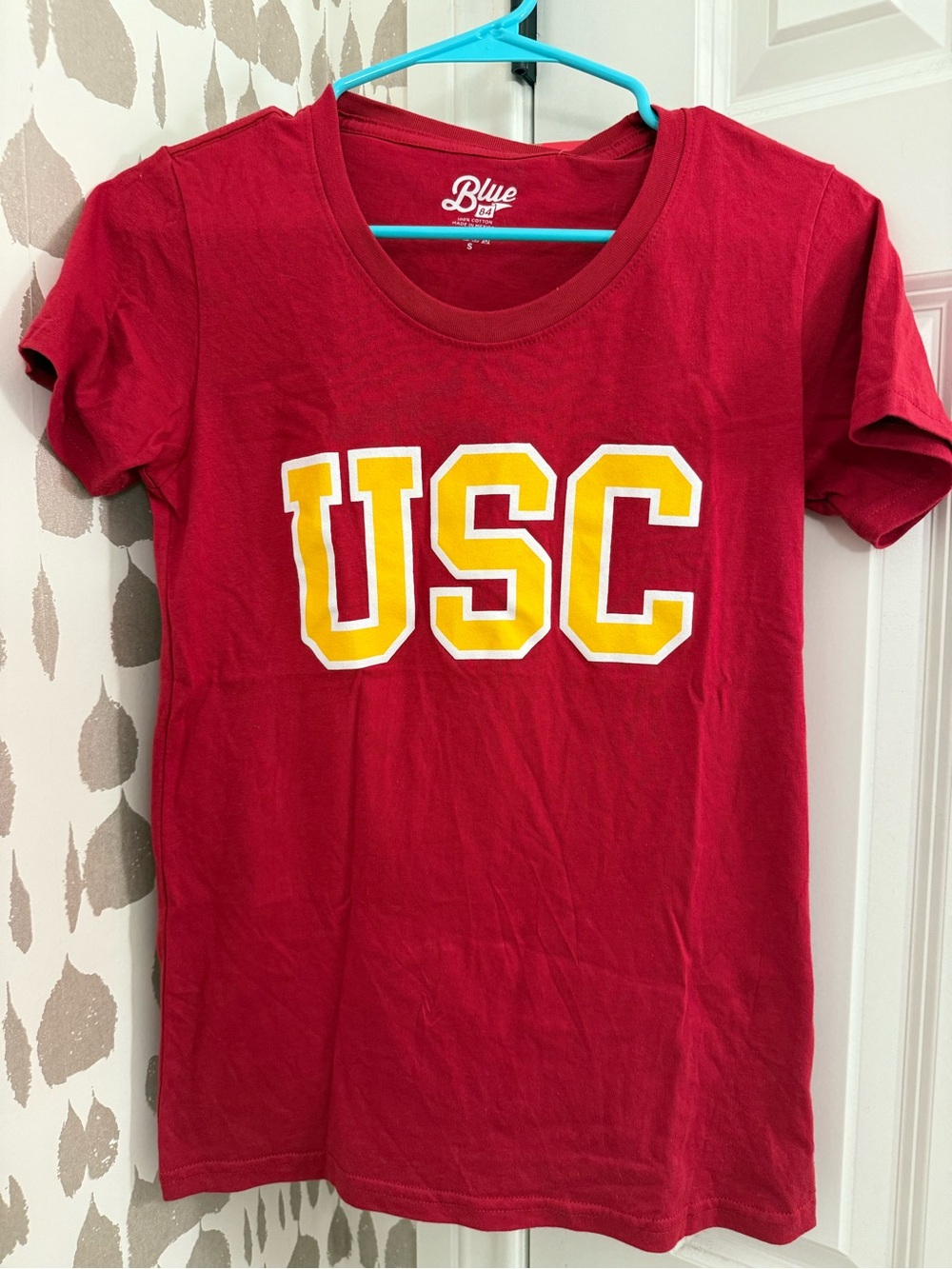 Blue 84 Red USC Tee with Yellow Lettering